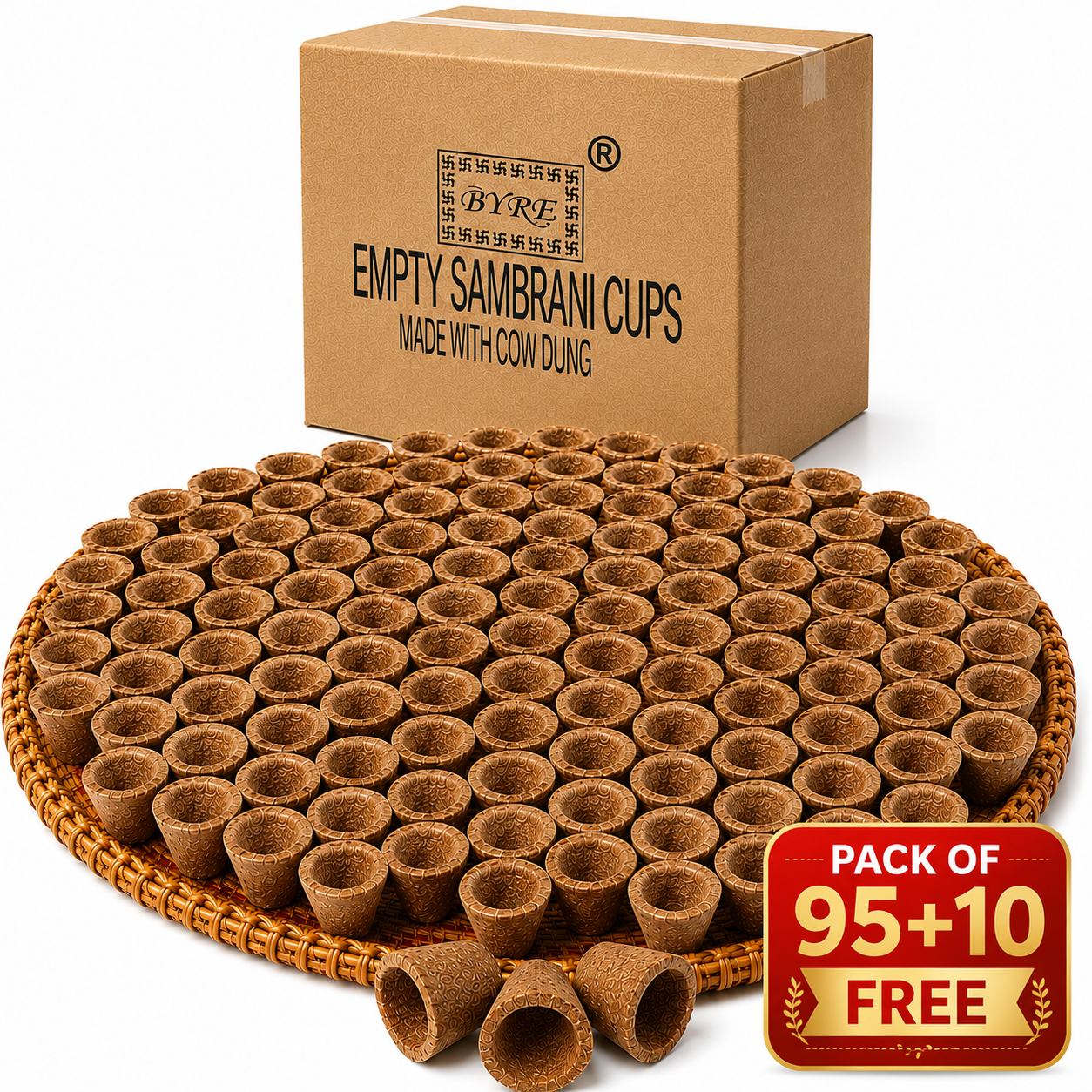 Empty Cow Panchgavya Dhoop Cups (Pack of 95+10 Free)