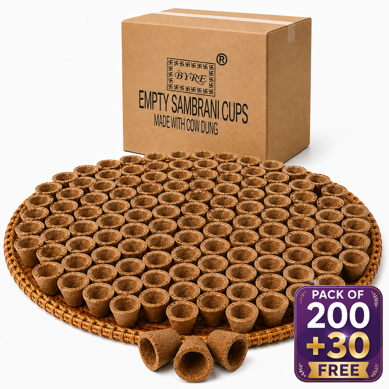 Empty Cow Dung Panchgavya Dhoop Cups Pack of (200+30)